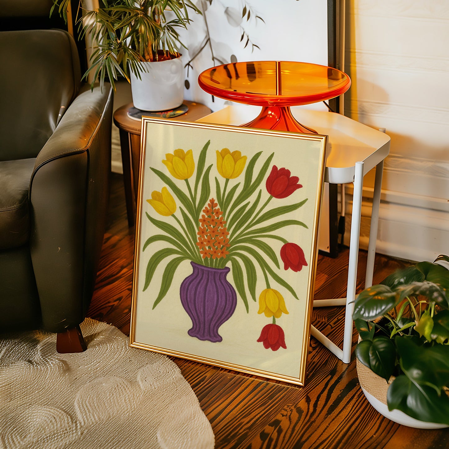 Tulips in a Plum Vase