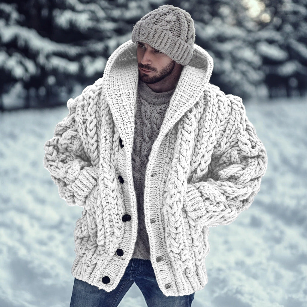 Cardigan Retro Laid-back, Hooded Knitted Cape Outerwear