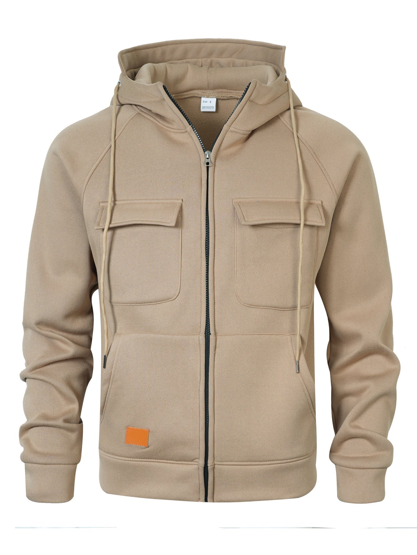 Mens Loose-Fit Hoodie With Multiple Pockets And A Stand-Up Collar