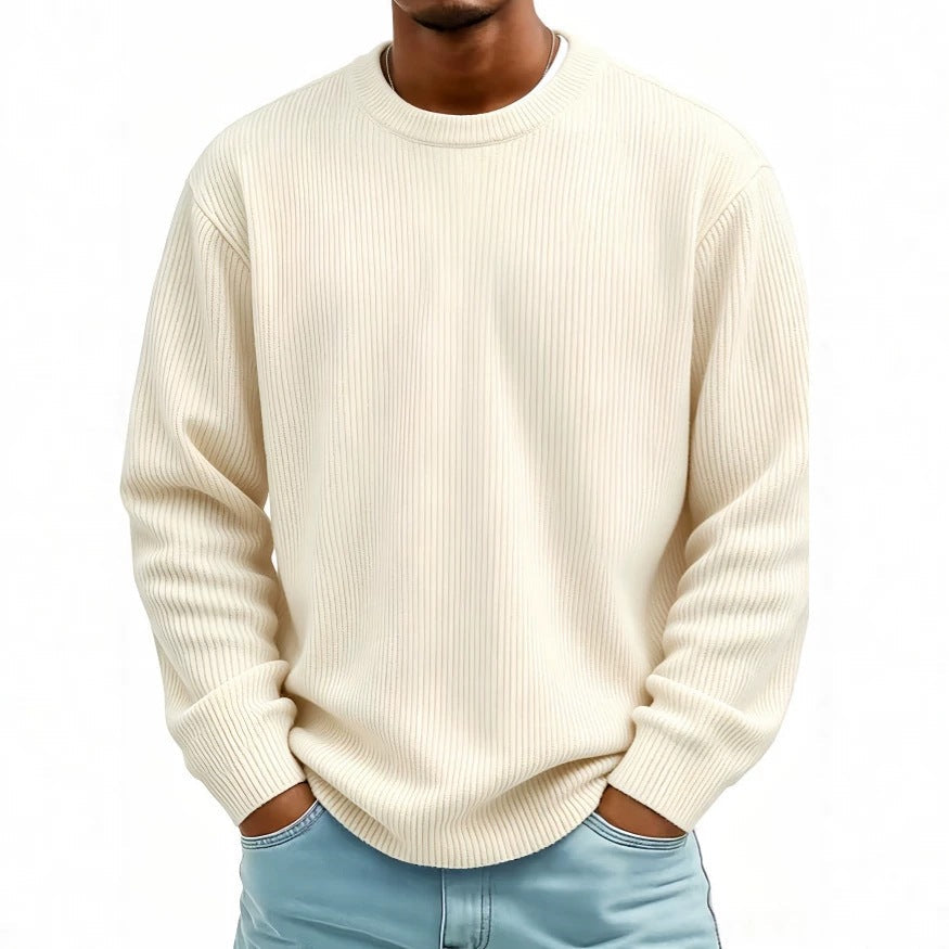 Mens Casual Long-sleeve Crew-neck Corduroy Sweatshirt