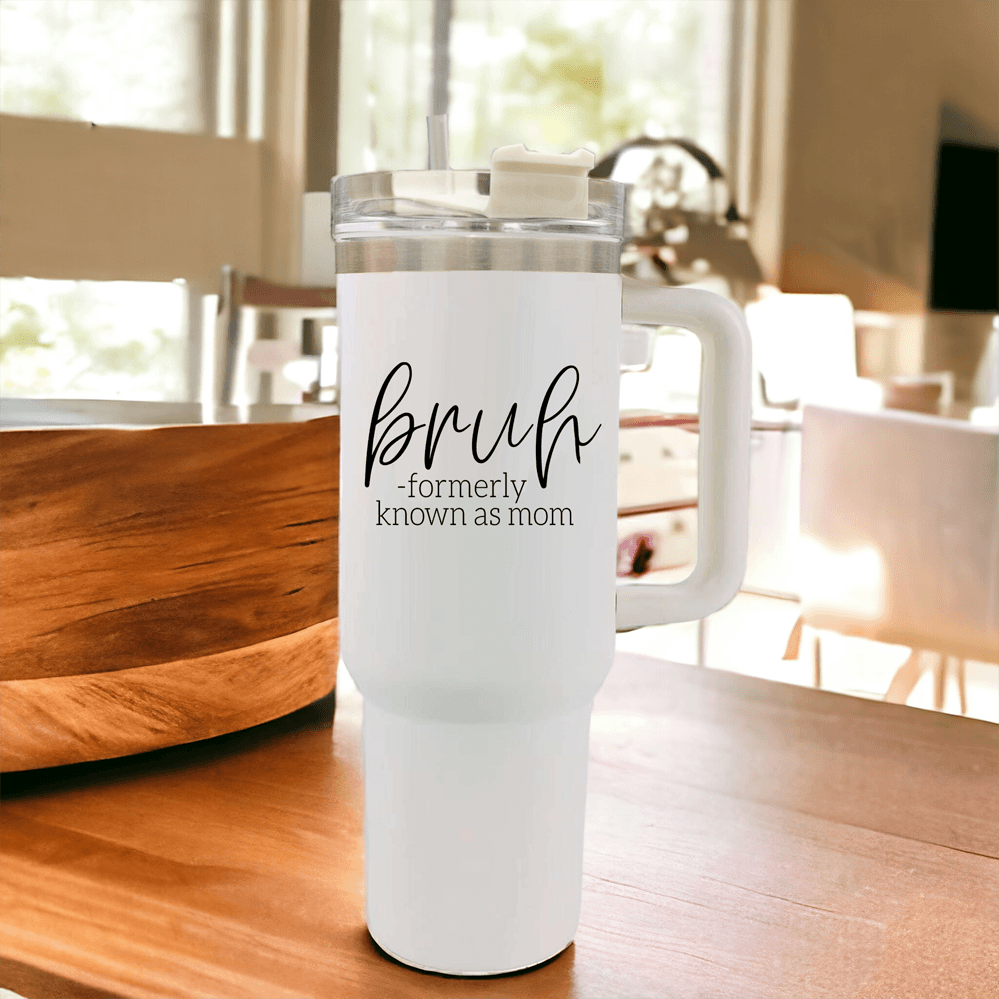 40oz Tumbler Insulated Travel Cup With Handle Lid Straw Funny Bruh Mom Gift