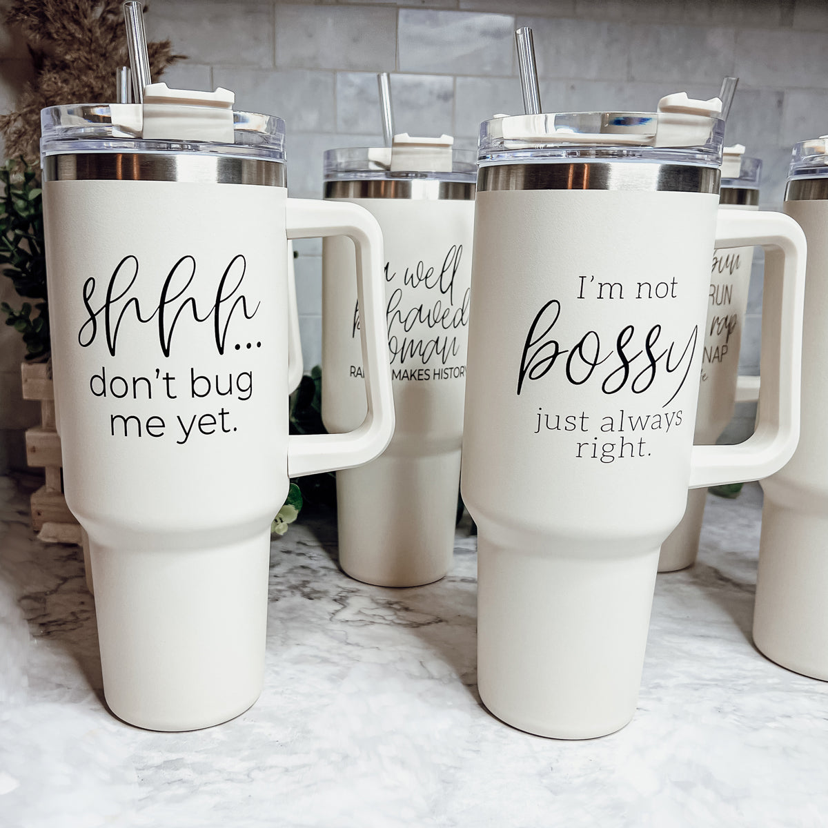 Tasse de voyage isotherme de 40oz avec anse, couvercle et paille - Je ne suis pas autoritaire, j'ai toujours raison