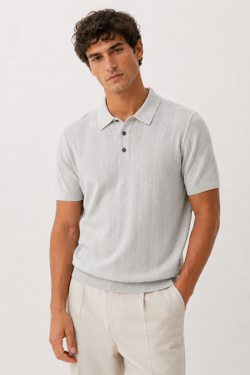 Casual Knitted Short-sleeve Mens Polo Shirt