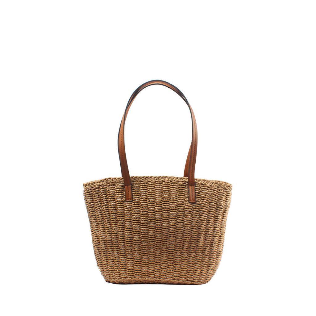 Large-Capacity Woven Solid-Color Tote Bag