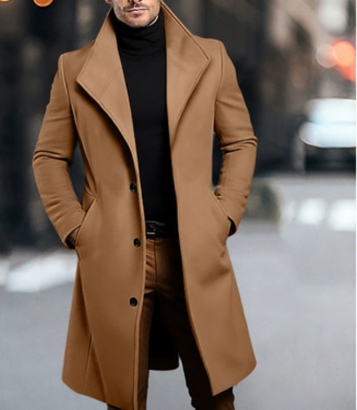 Mens Mid-length Wool Coattrench Coat