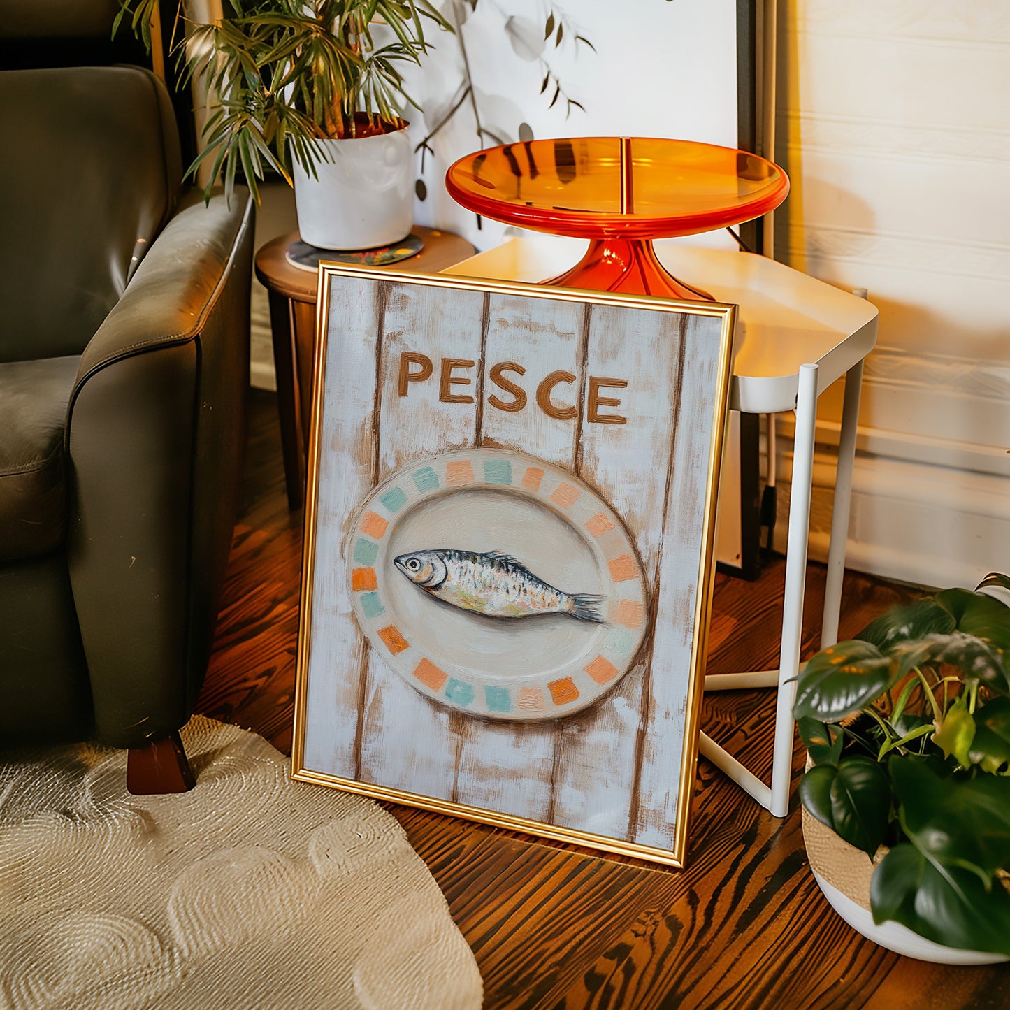 Pesce on Painted Tile Plate