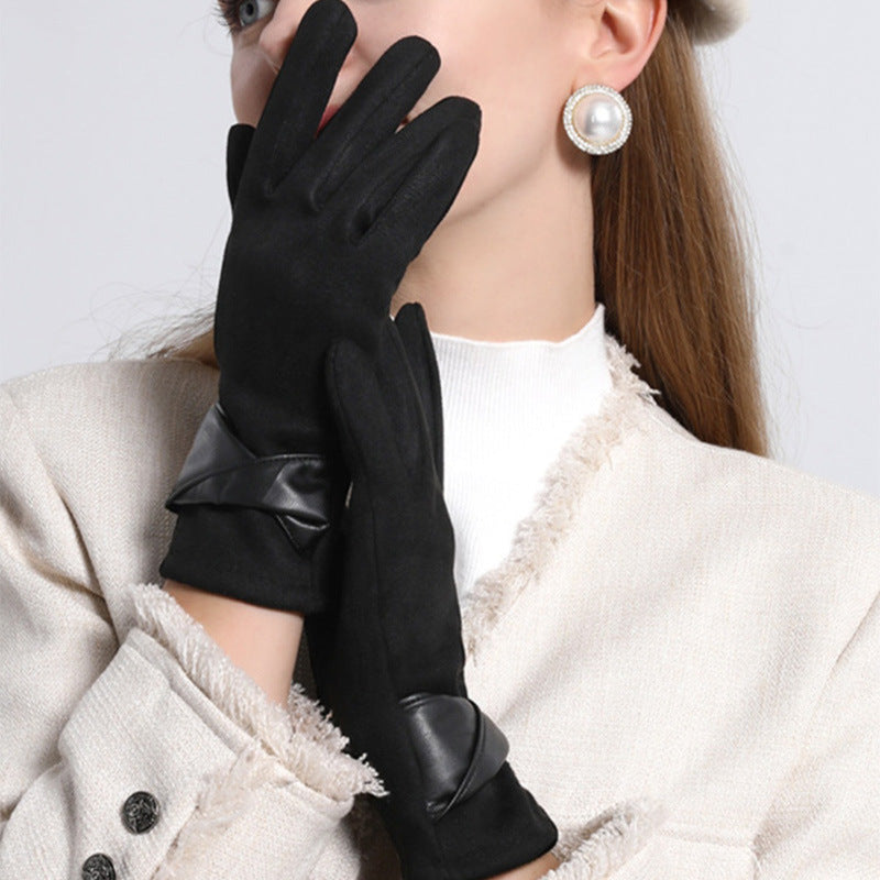 New Thickened Suede-fleece Gloves For Driving And Cycling