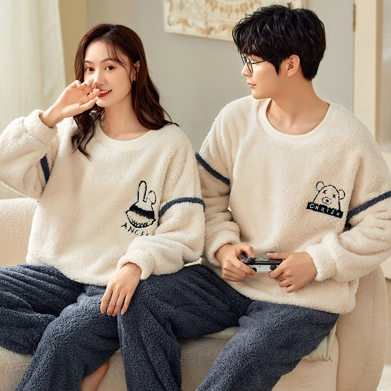 Coral Fleece Couple Household Velvet Pajamas