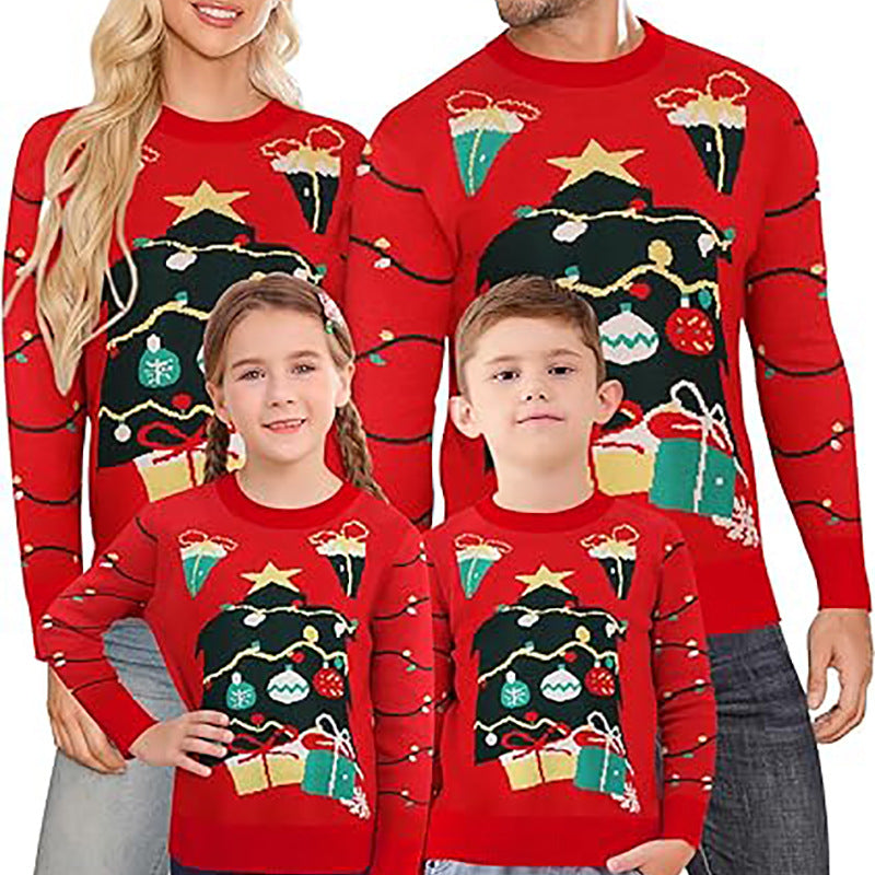 Hot-selling Jacquard Christmas Tree Sweater A Relaxed Laid-back Style For Couples
