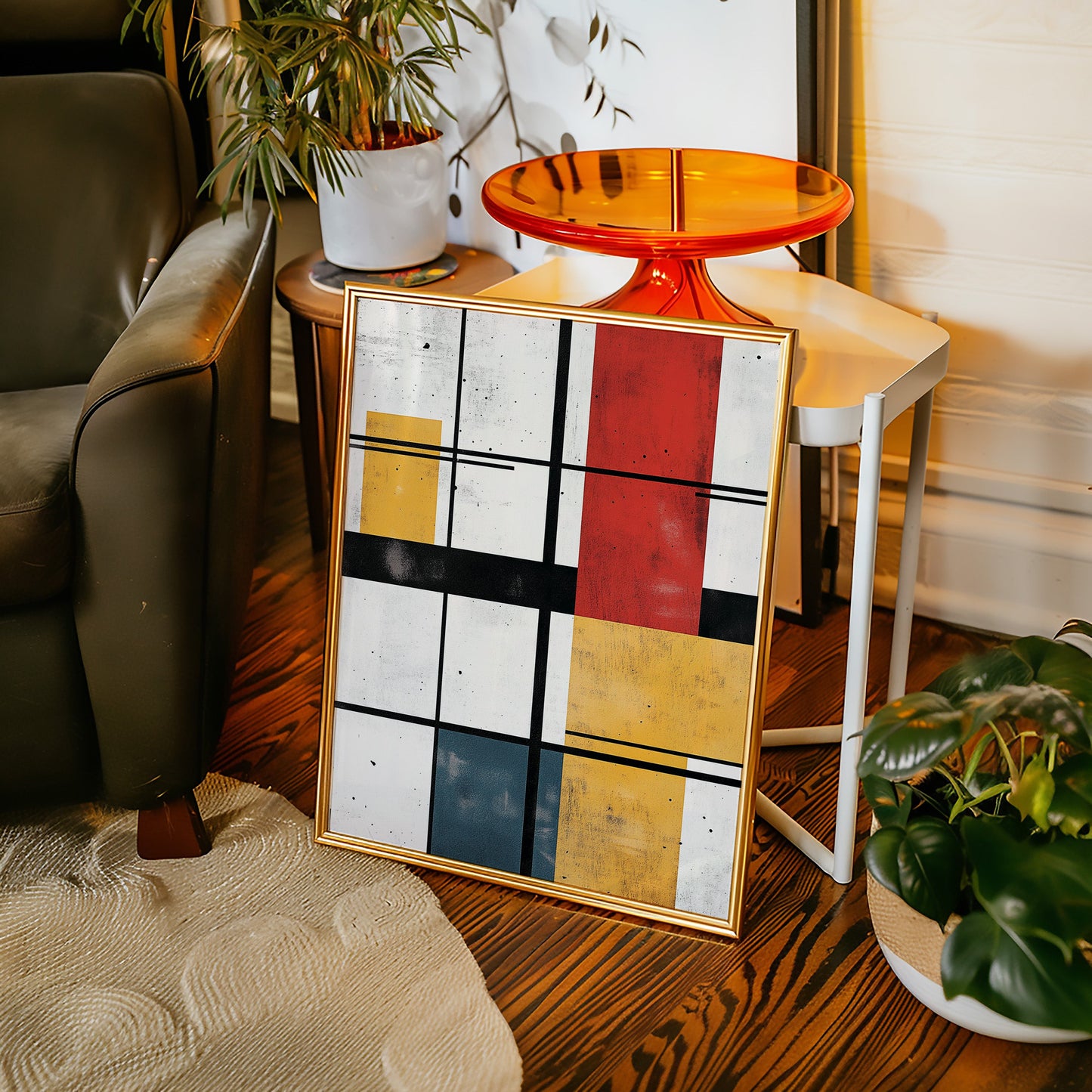 Rythme modulaire – Art de grille aux couleurs primaires abstraites
