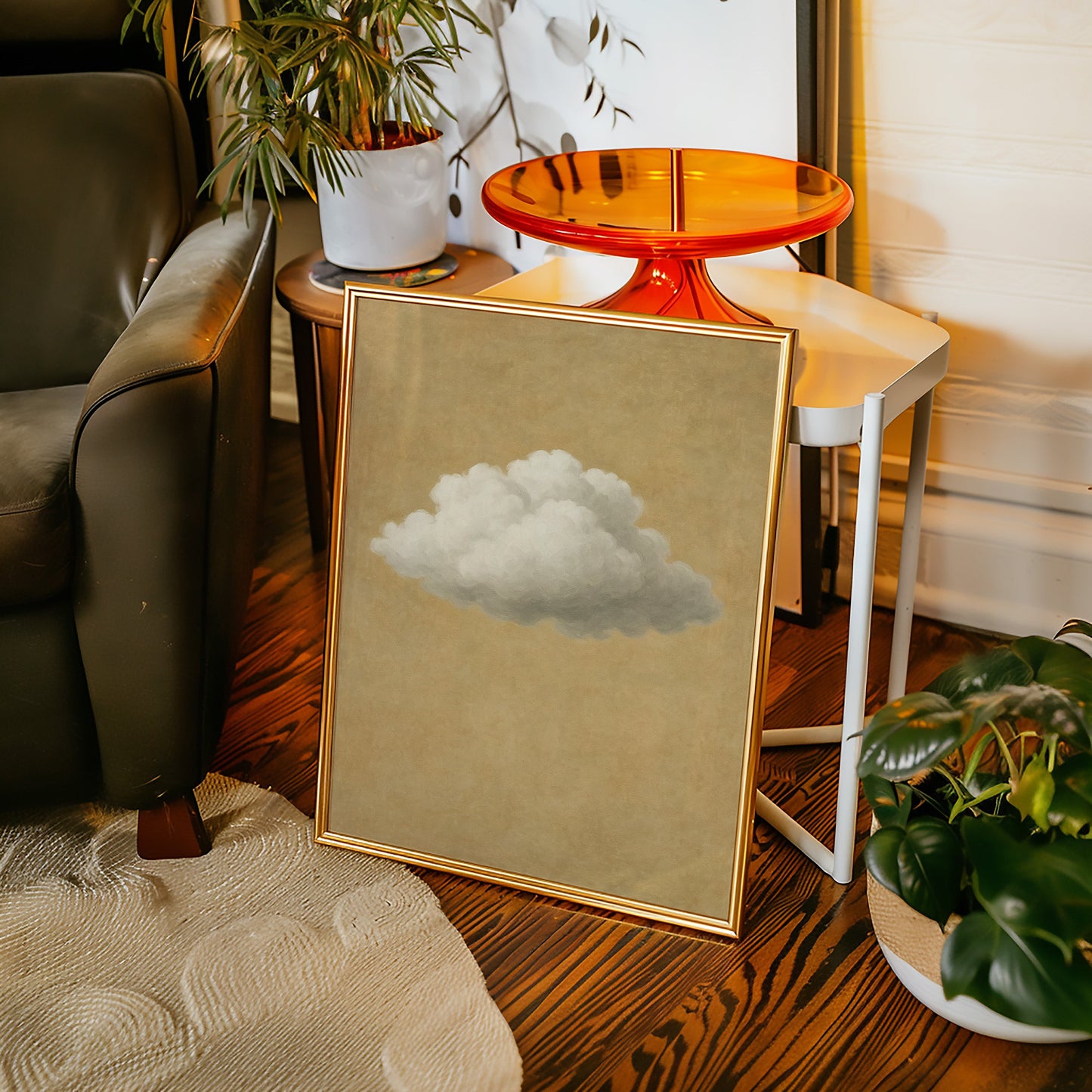 Solitary Cloud Over Ochre Sky
