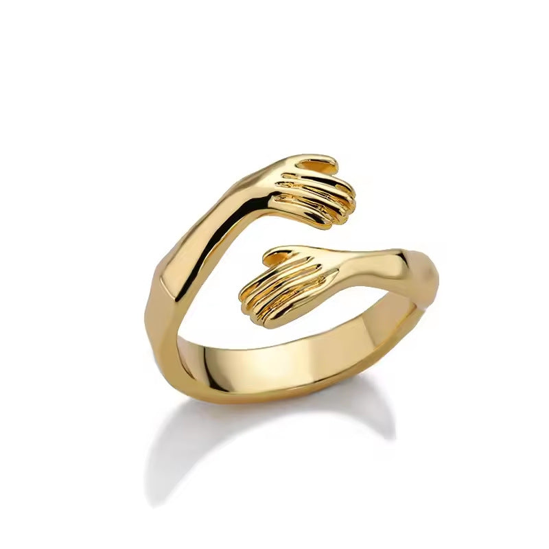 Geometric Line-cut Hollow Mens And Womens Ring