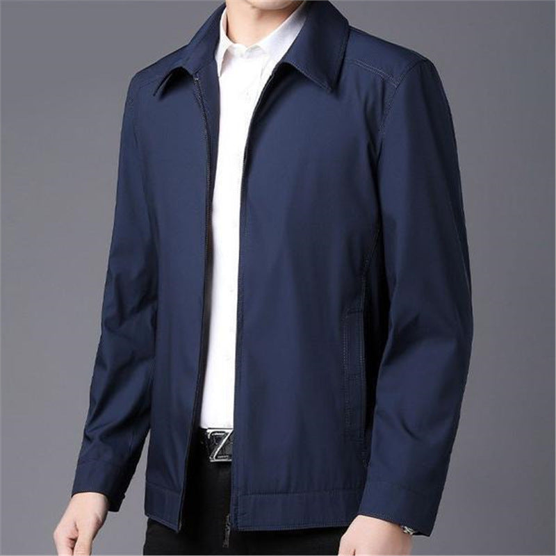 Turn-down Collar Dad-style Button-up Casual Summer Jacket