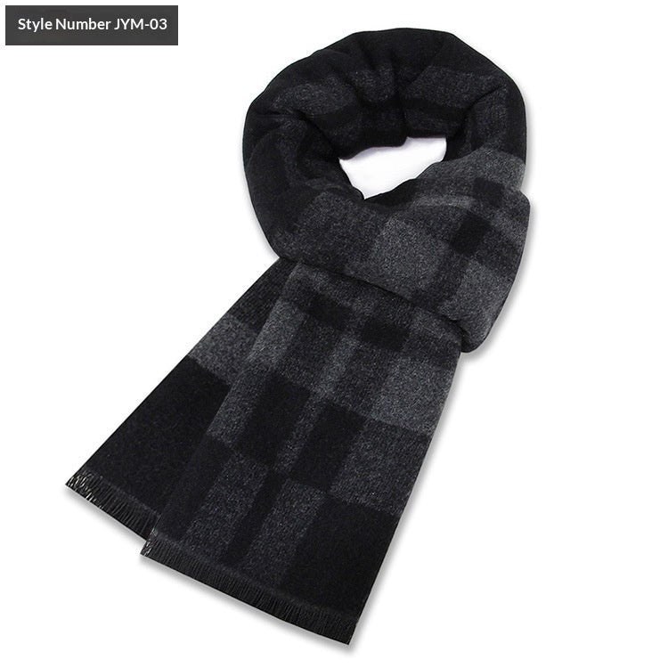 Mens Wool-Blend Plaid Scarf Winter Warmth & Extra Thickness