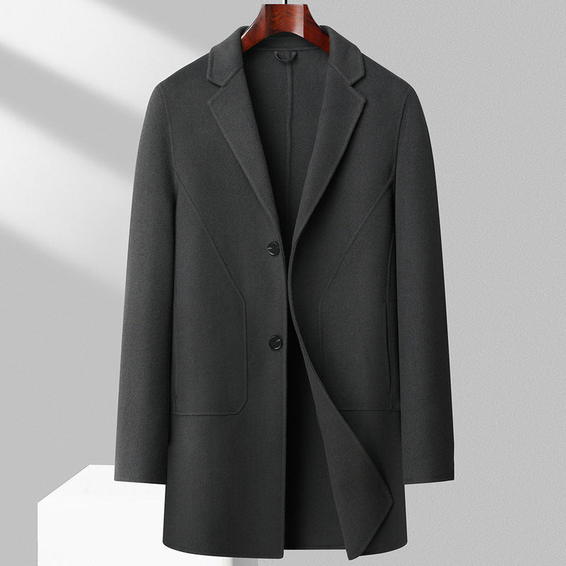Men's Mid-Length Double-Faced Wool Coat