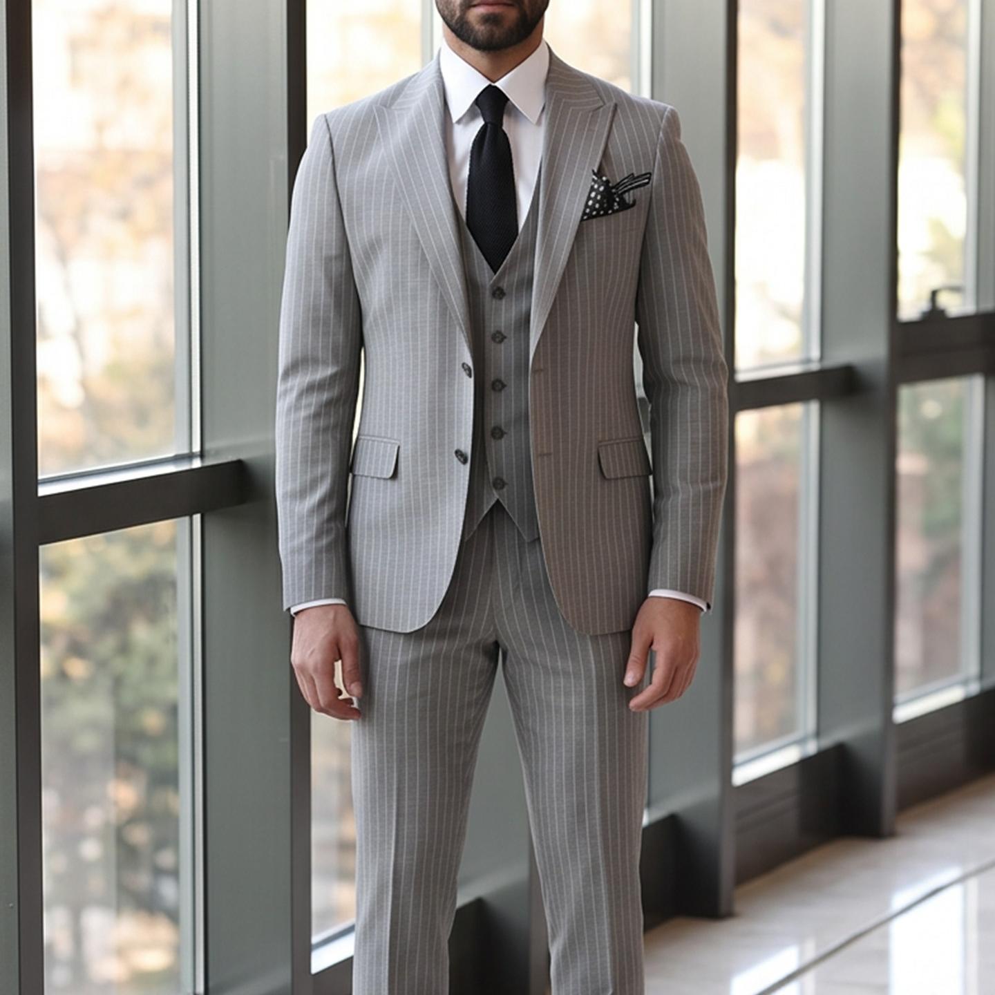 Mens Striped Business Suit Set
