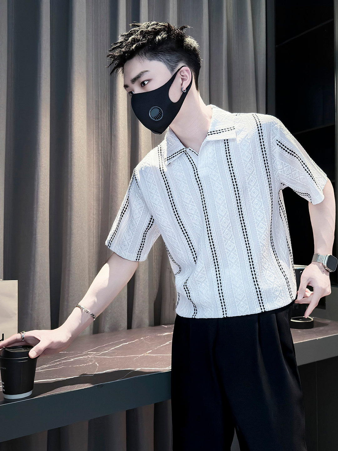 Mens Striped Stylish Casual Versatile Shirt