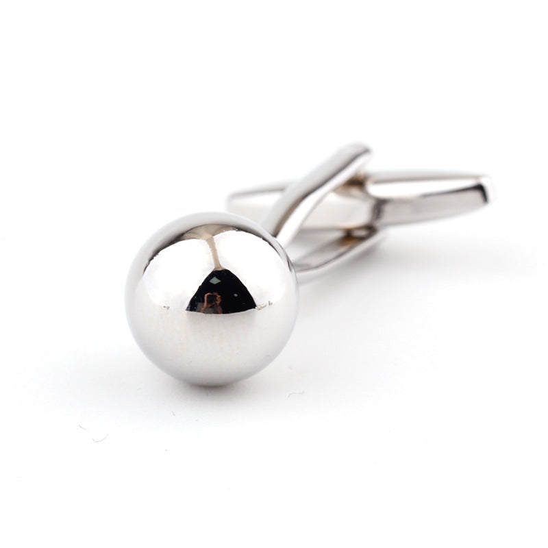 Silver Steel Ball Shape Metal Cufflinks French Shirt Men's Cufflink