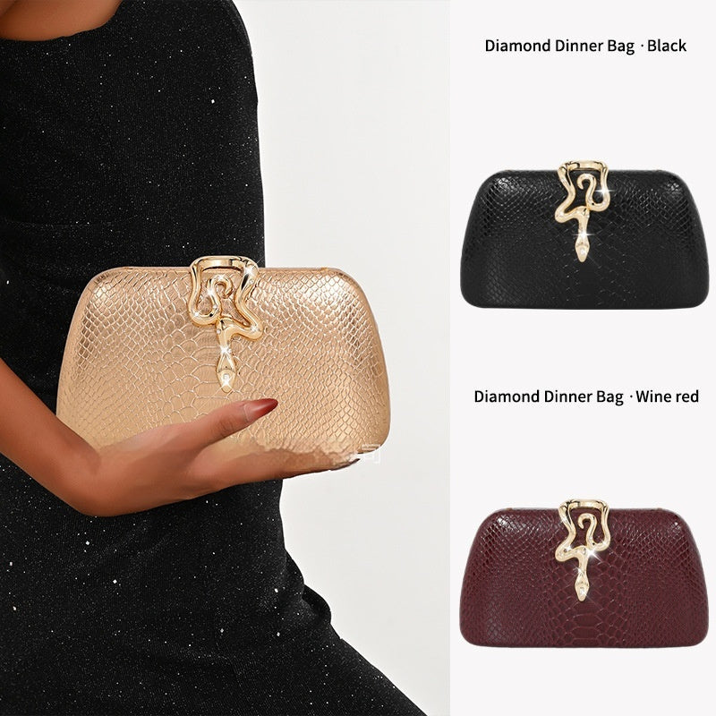 Womens Stylish Snake-Print Evening Tote With A Sophisticated European-American Flair
