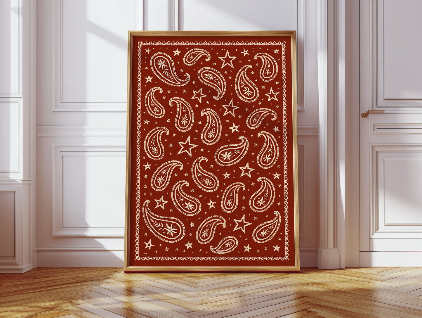 Vintage rotes Bandana mit Sternen und Paisley-Muster