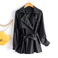 Women's Leather Clothing Large Size Loose Wind-breaker Waist Figure Flattering Leather Jacket