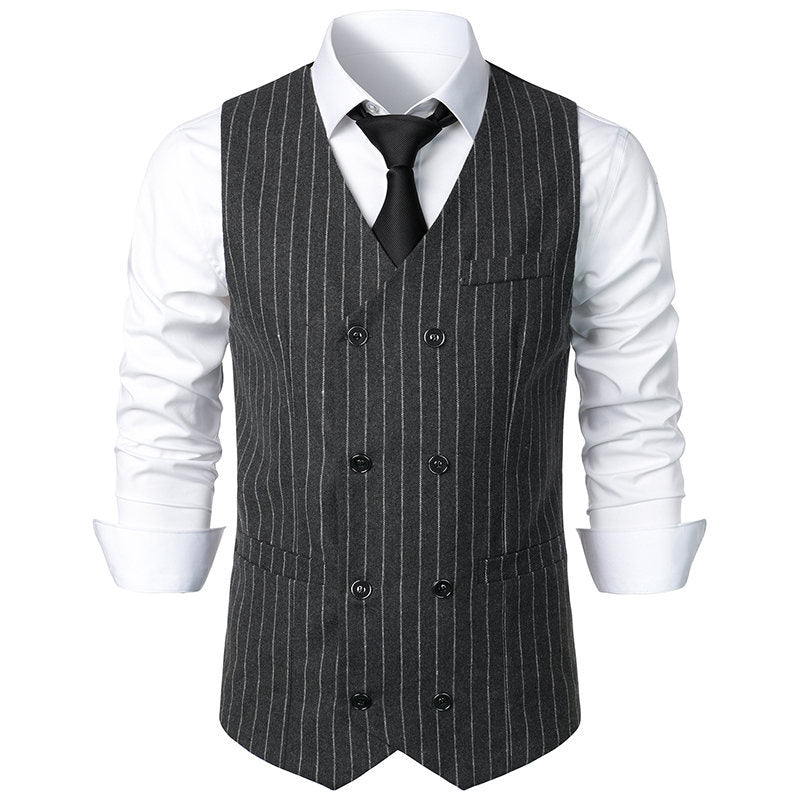 Men's Retro Casual Double Breasted Striped Vest