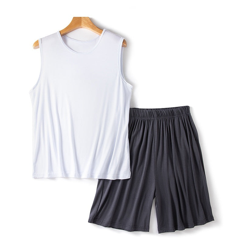 Men's Modal Vest Shorts Summer Loose Plus Size Sleeveless