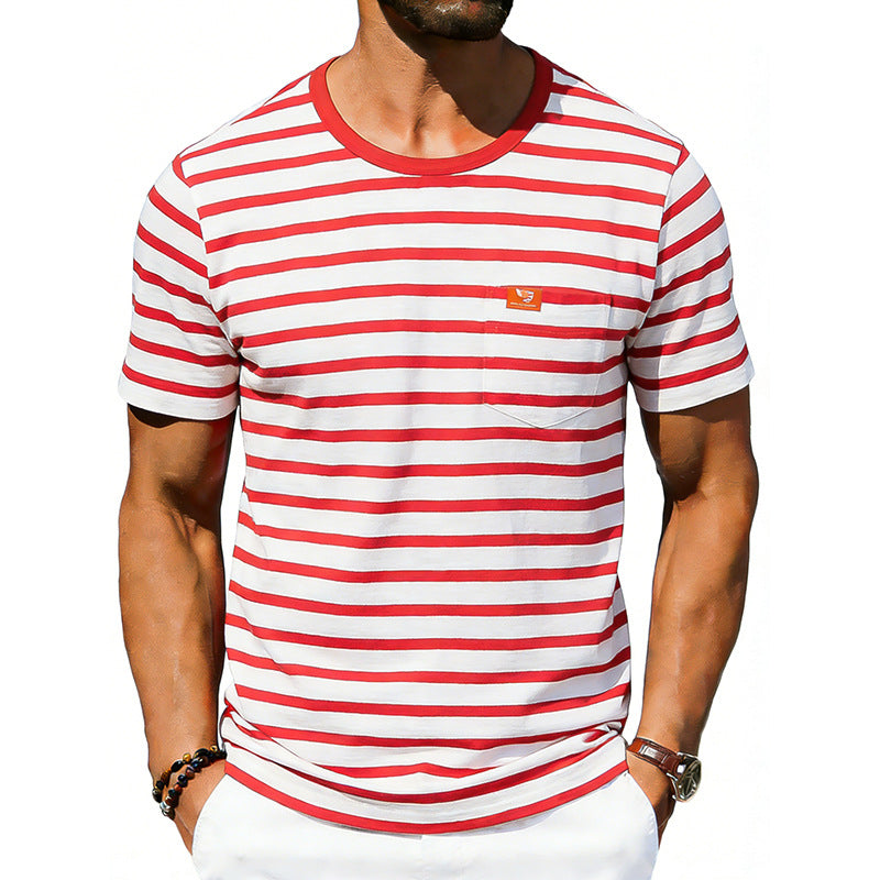 Men's Loose-fit Retro Simple Casual Crew-neck Short-sleeve T-shirt