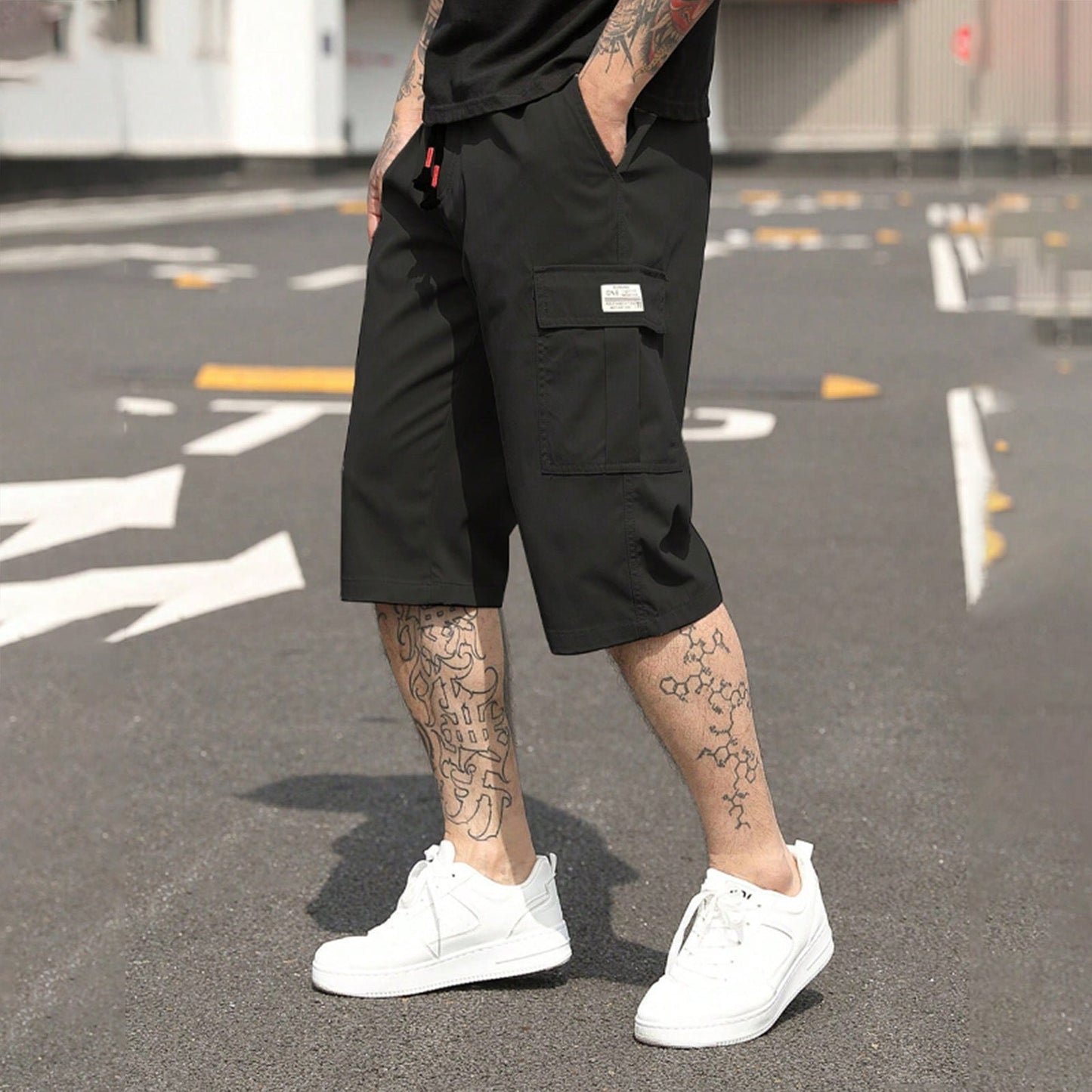 New Summer Thin American-Style Minimalist Casual Mens Cropped Trousers