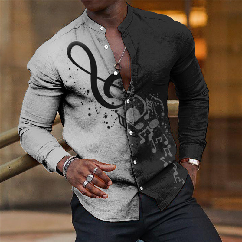Mens Breathable Long-sleeve Printed Shirt
