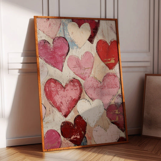 Textured Love – Romantische Herz-Wandkunst, Abstraktes Valentinstags-Dekor