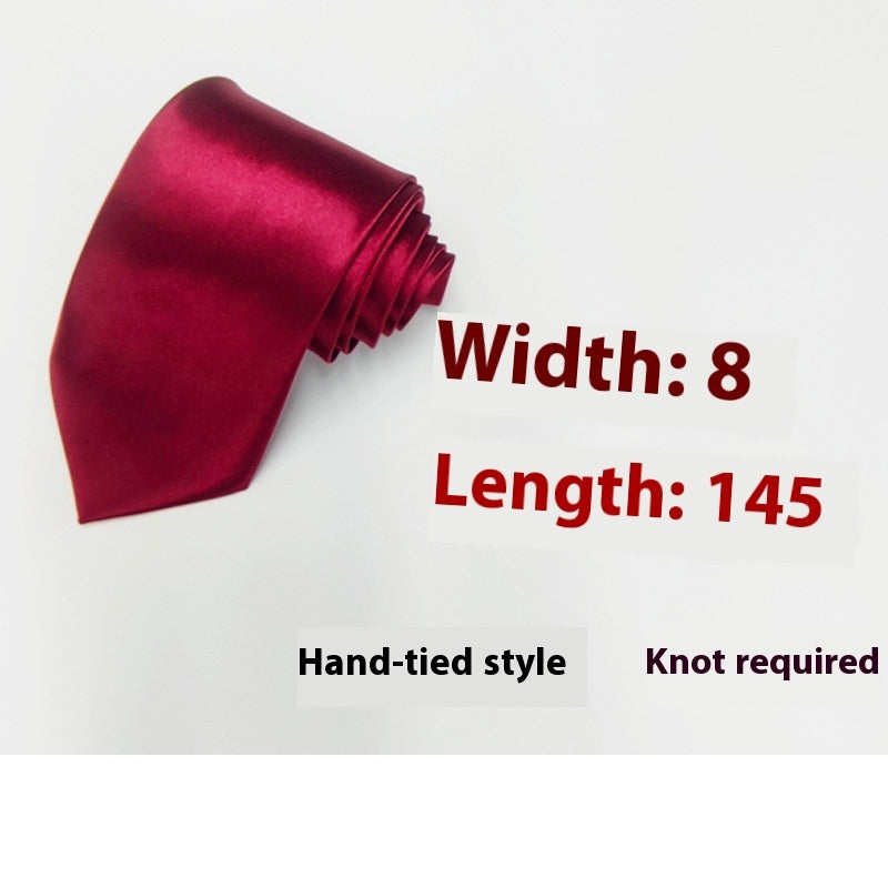 8cm Black Hand-tied Plain Suit Tie