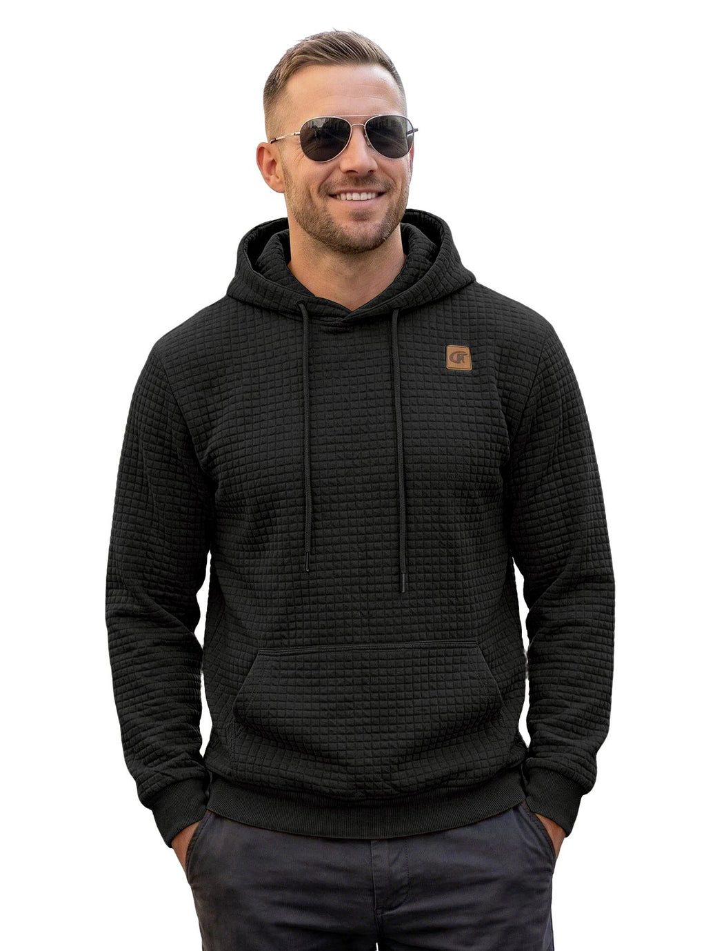 Mens Highly Elastic Jacquard Hooded Long-Sleeve Sweatshirt