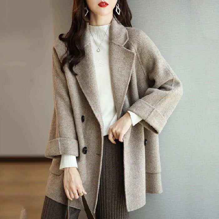 Women's Fashion New Woolen Mid-length Coat