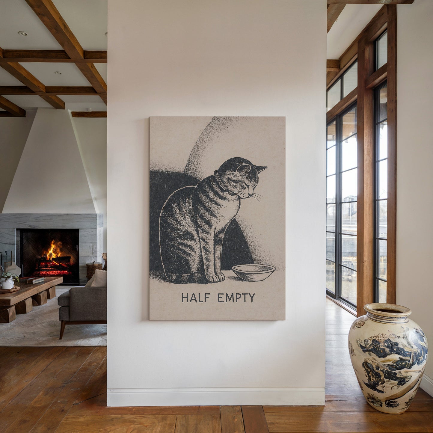 Chat à moitié vide