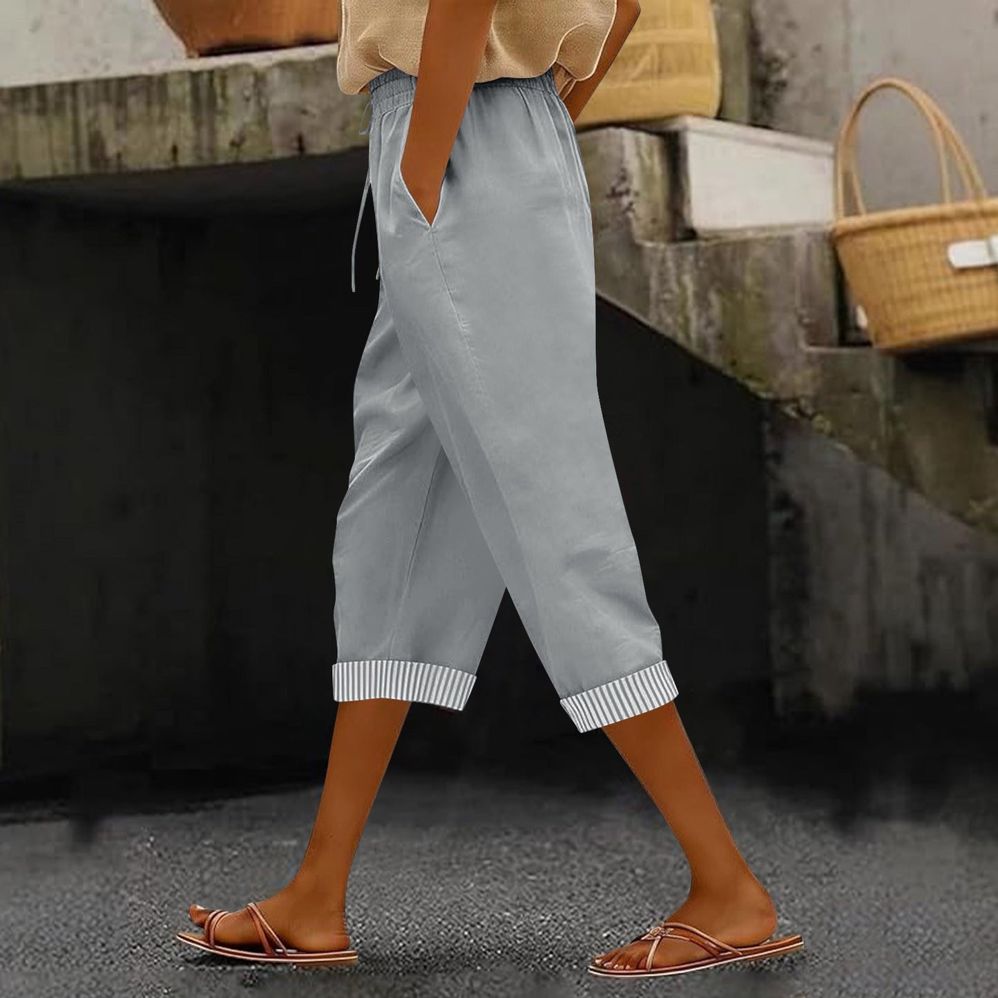 Summer New European And American Style Casual Cropped Pants