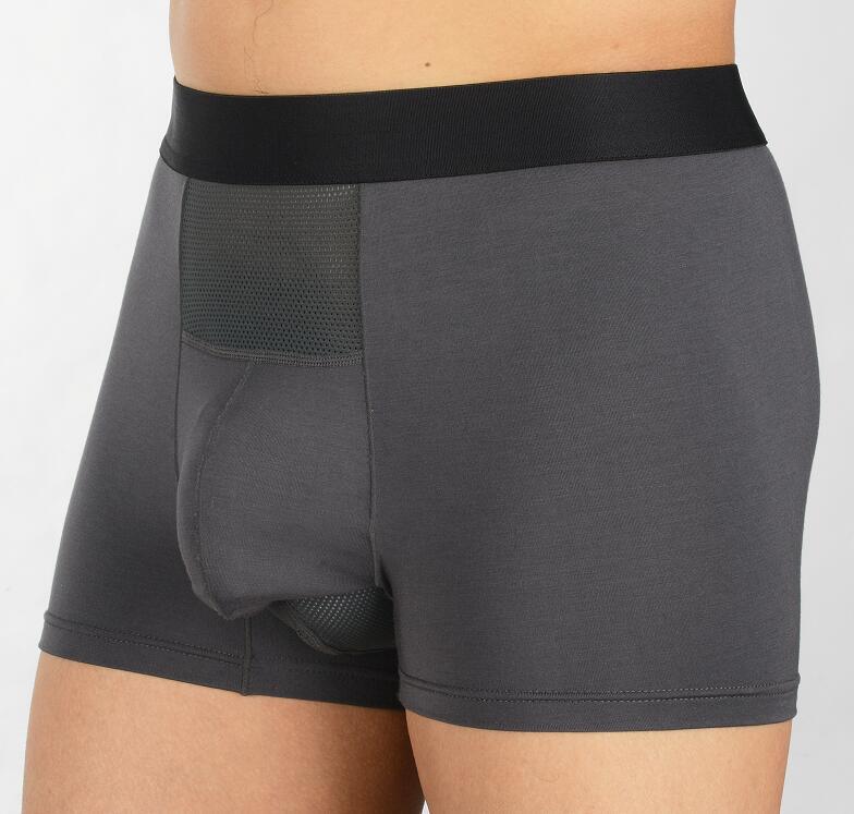 Men's Scrotal-supporting Flat-bottomed Boxer Briefs With Vein Support