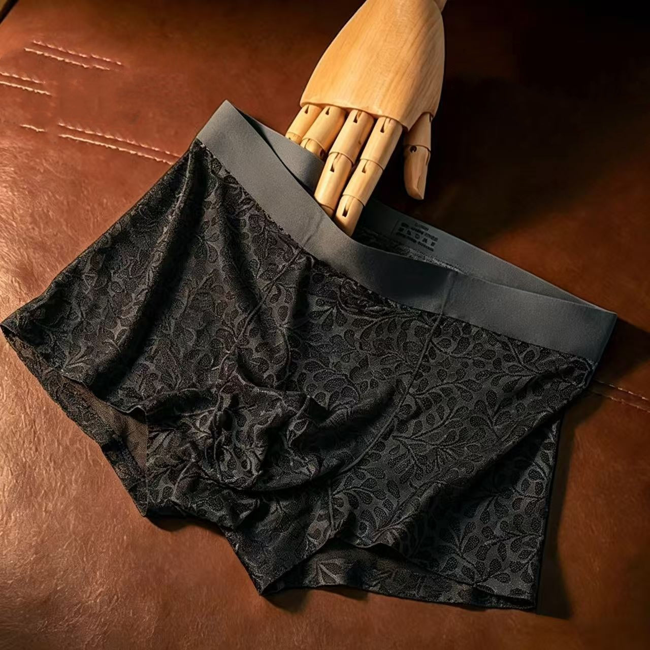 Seamless Ice-silk Mens Underwear Bare-feel Lace Sexy