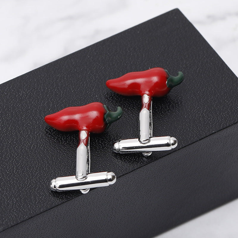 Mens Creative Red Pepper French Cufflinks