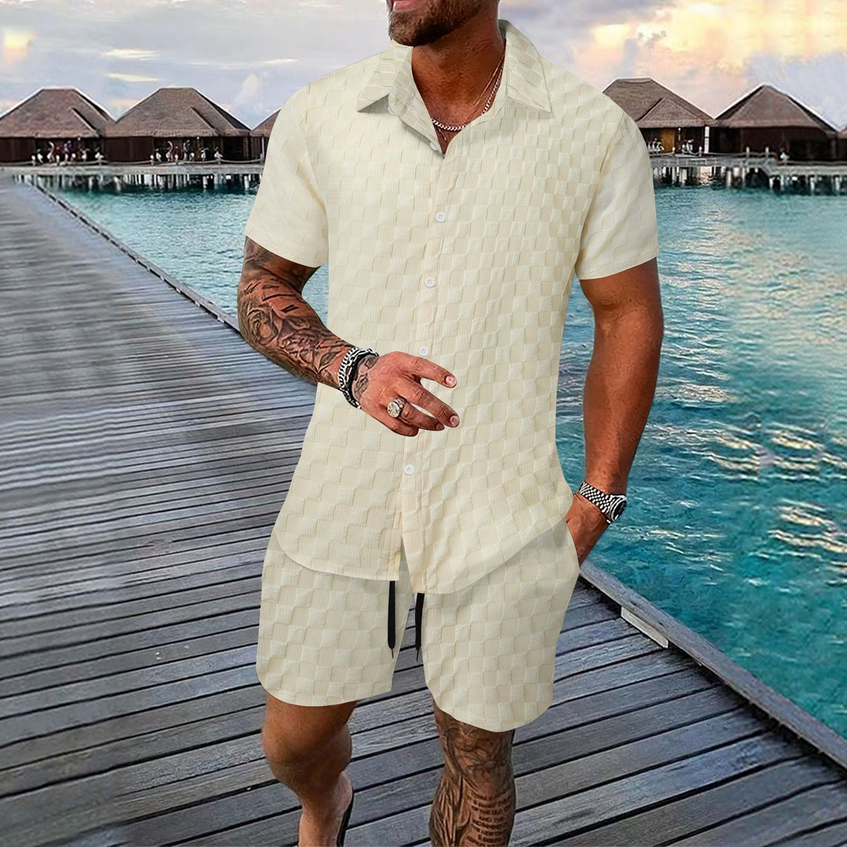Men's Chemical Fiber Shirt Casual Suit
