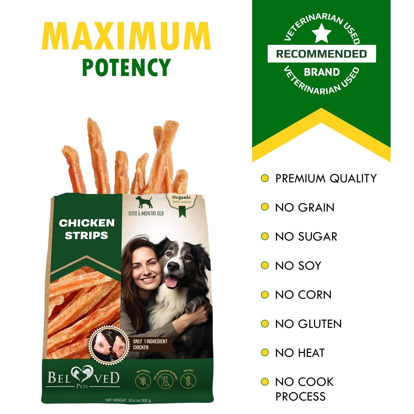 Chicken Strips Dog Treats Human-Grade Grain-Free 10.6 oz