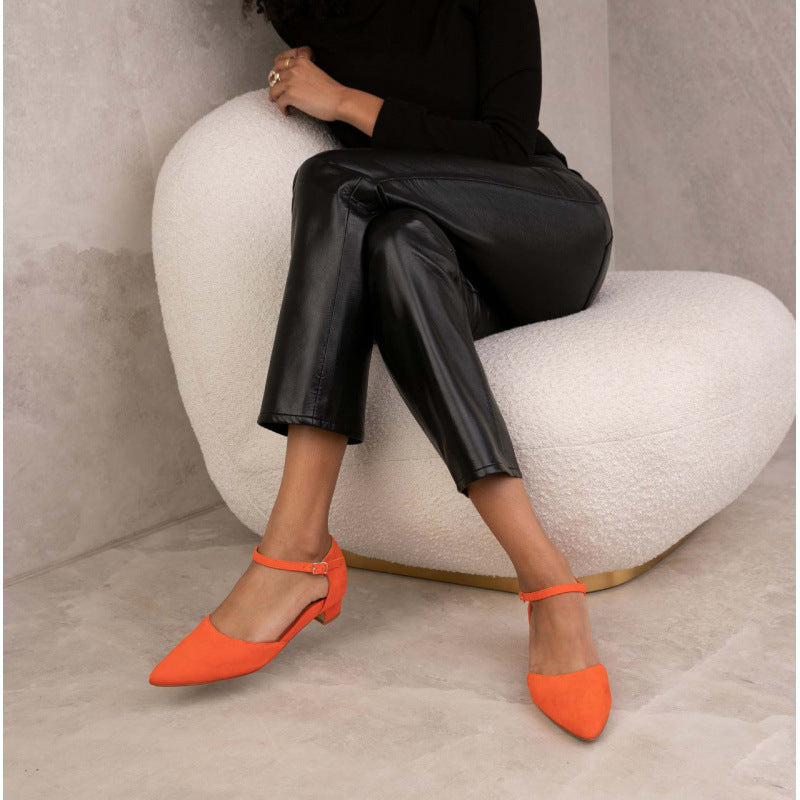 Low Heel Pointed-toe 40-43 Suede Buckle Casual Pumps Women
