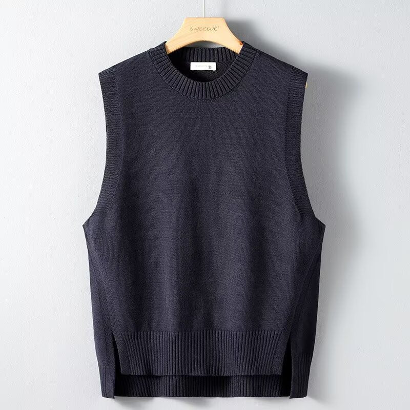 Mens Solid-Color Versatile Split Vest