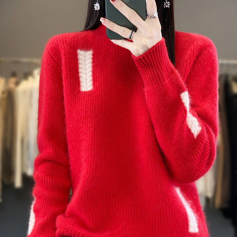 Women's Fashion High Collar Knitted Sweater