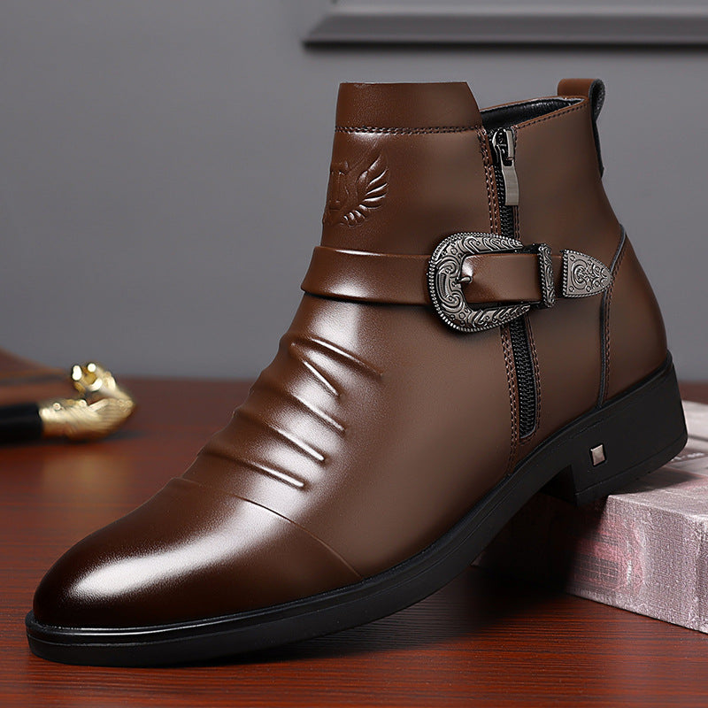 Men's Fashion British Leather Boots Business Formal Chelsea Boots