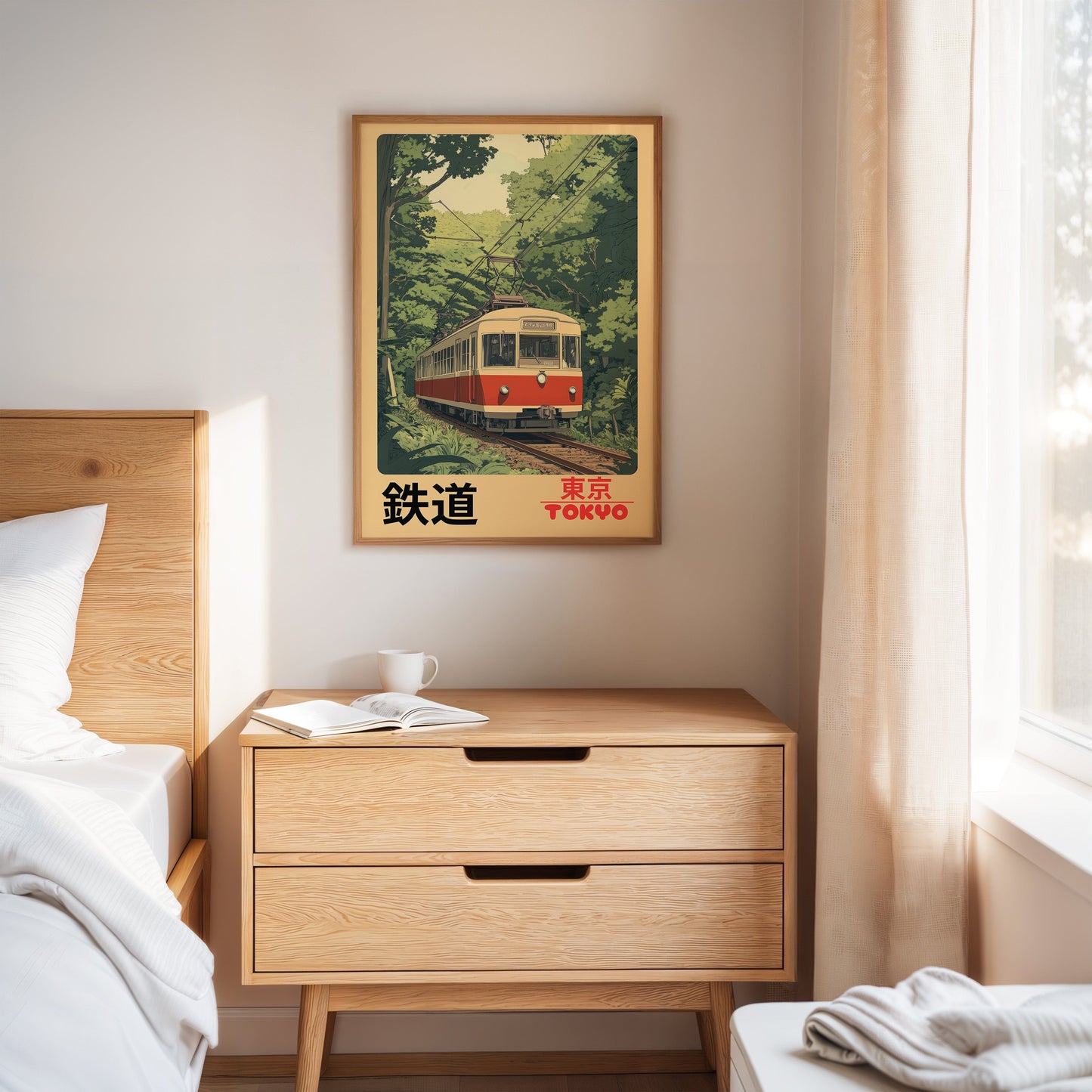 Affiche Rétro Chemin de Fer de Tokyo – Art Mural de Train Japonais, Impression de Voyage Vintage