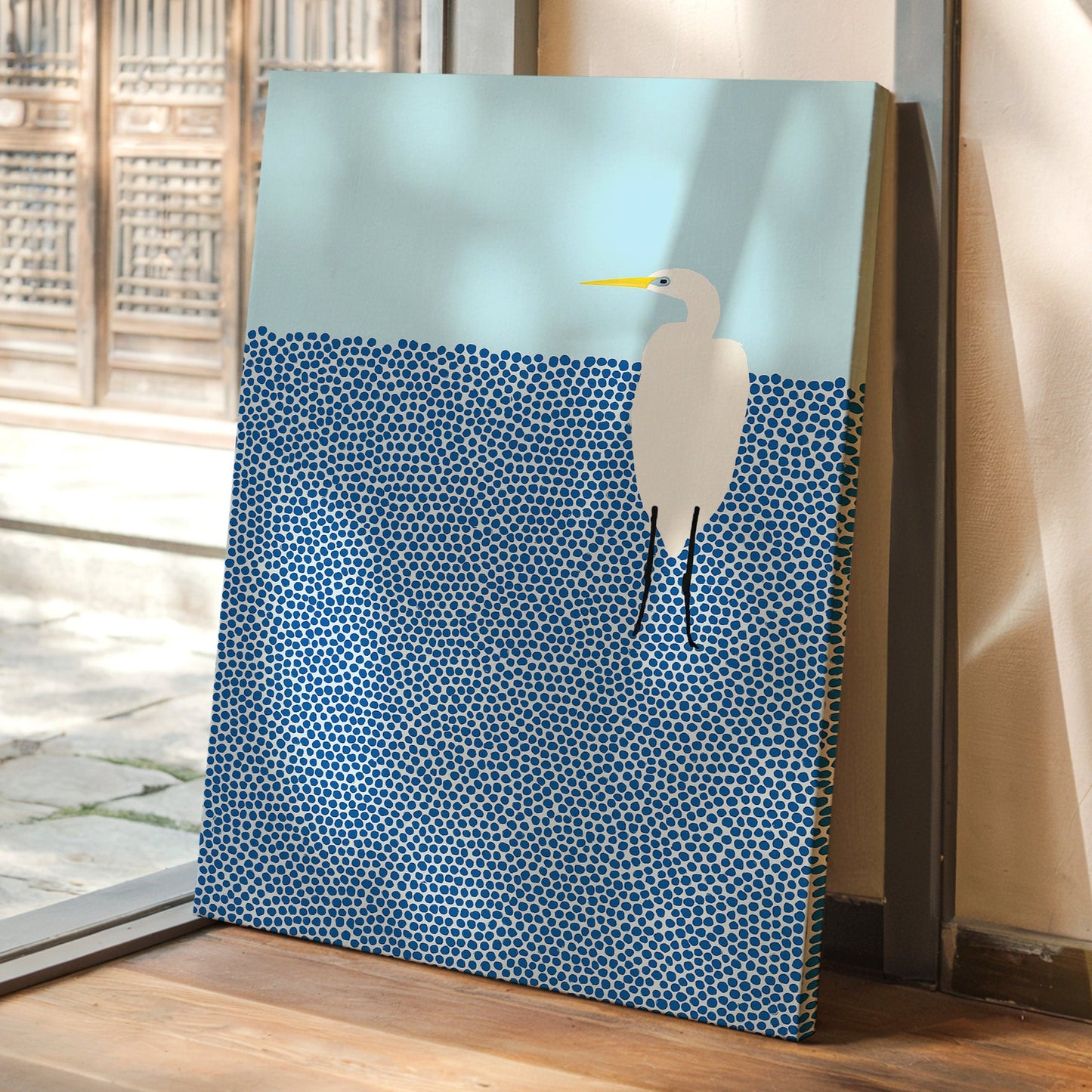 Egret in Blue Dotted Waters