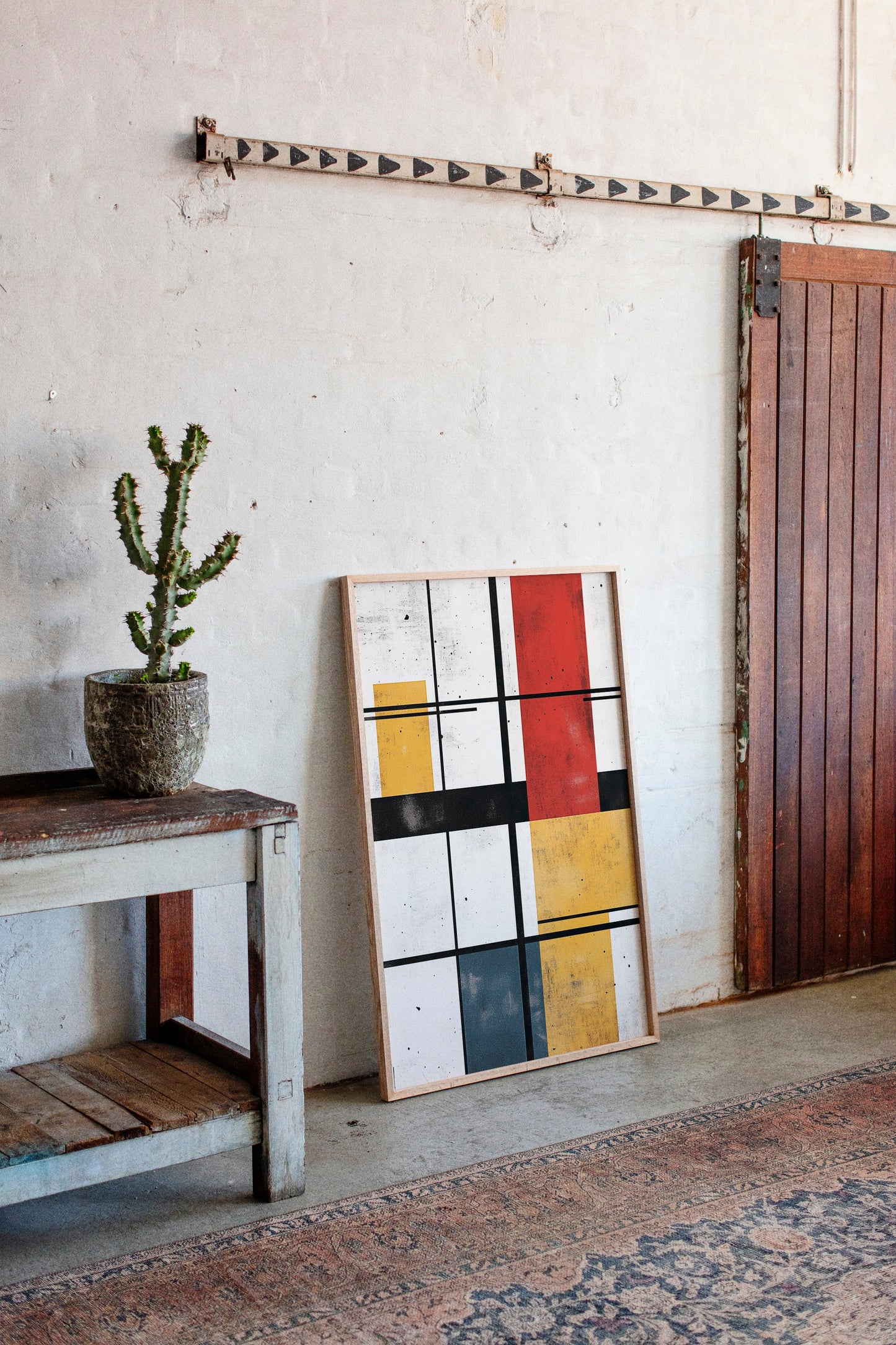 Rythme modulaire – Art de grille aux couleurs primaires abstraites