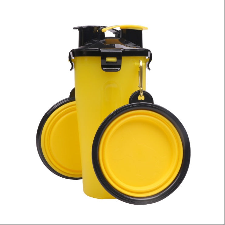 2-in-1 Pet Water Bottle Dispenser with Silicone Bowl