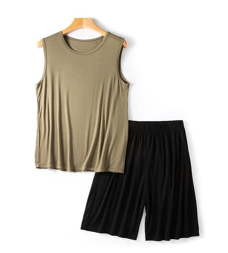 Men's Modal Vest Shorts Summer Loose Plus Size Sleeveless